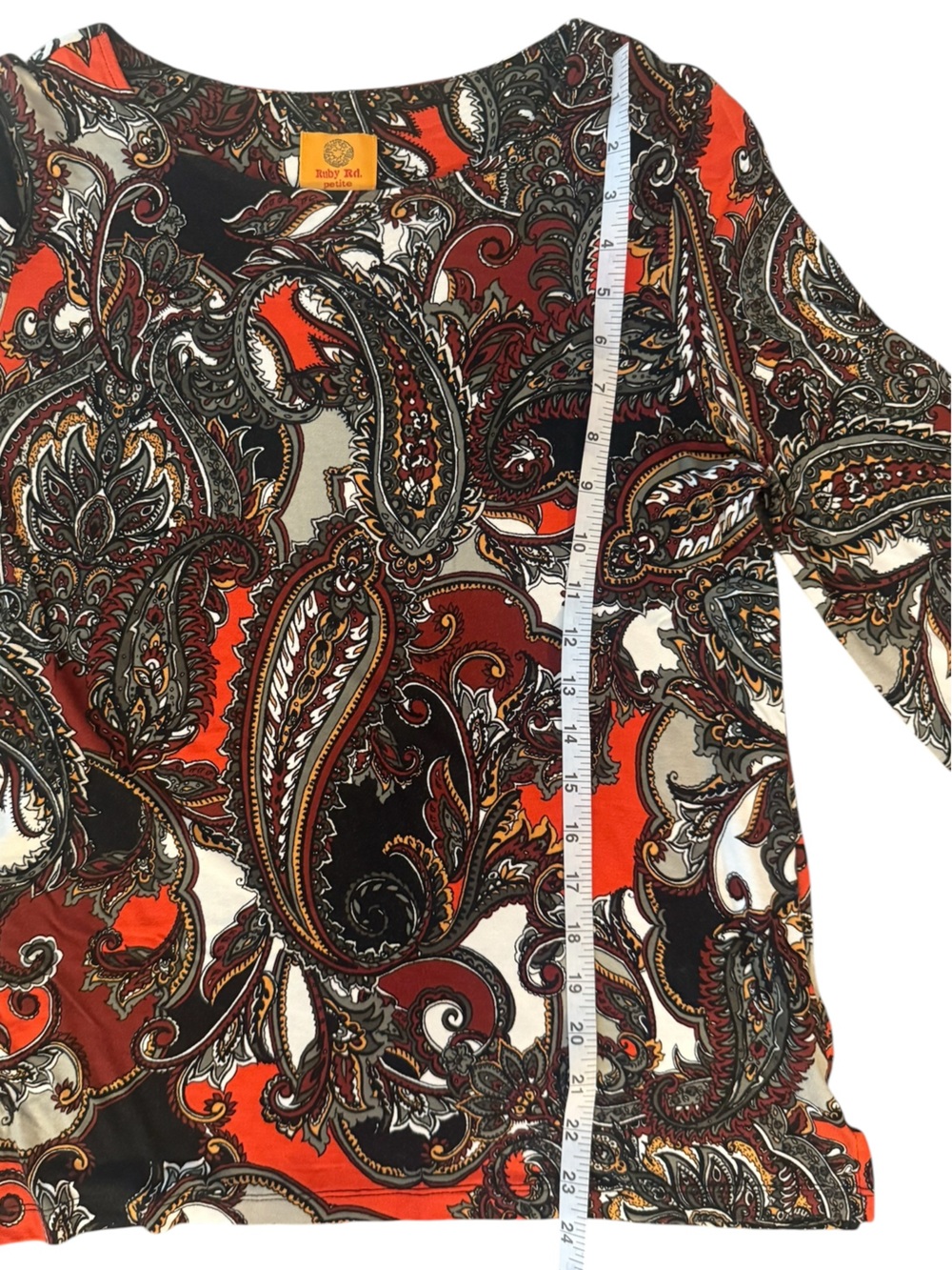Ruby Rd. Red Paisley Boatneck Blouse - Picture 5 of 5